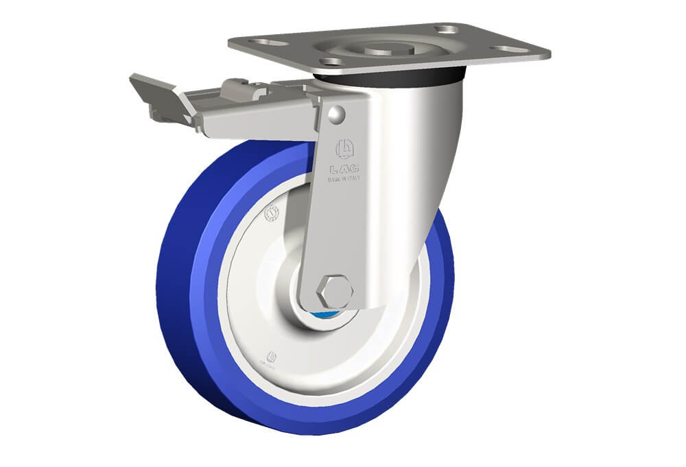 WHEEL AS 150X40/50 INOX ROLLER BRGS INOX SWIVEL FORK X40 + BRAKE