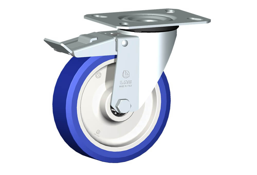 WHEEL AS 150X40/50 ROLLER BRGS SWIVEL FORK M22 + BRAKE