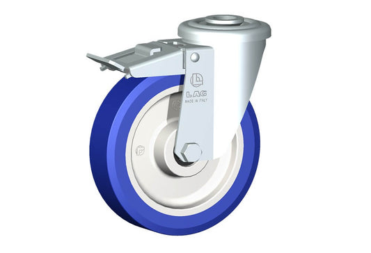 WHEEL AS 125X30/40 RB SWIVEL BOLT HOLE CASTOR M22 BORE 12+BRAKE