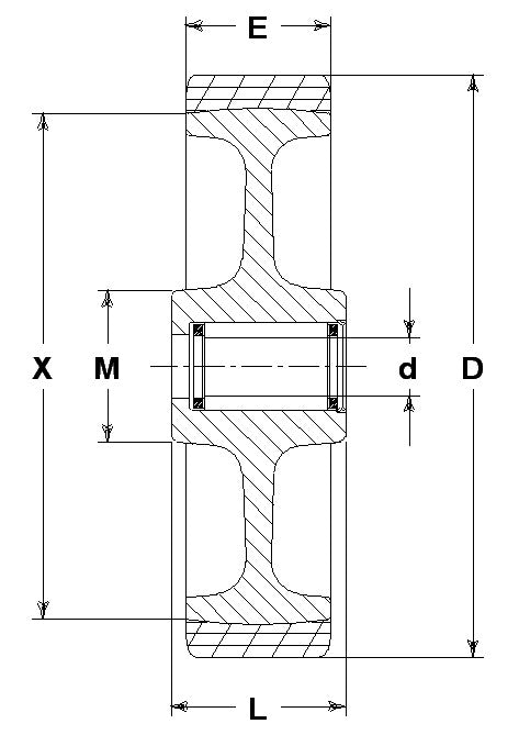WHEEL AS 150X40/50 ROLLER BEAR. 20