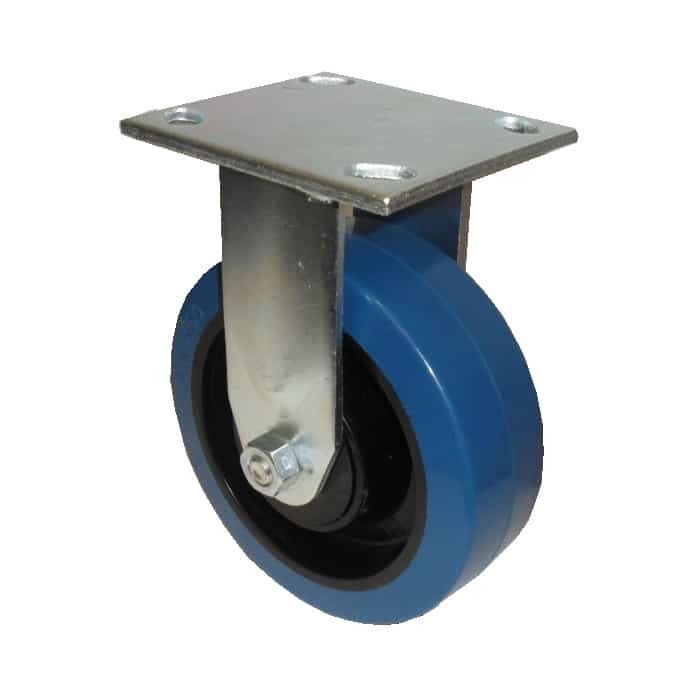 1778BEP150P69 Economy 150mm Fixed NA Plate Blue Elastic Rubber Castor - 300kg Capacity