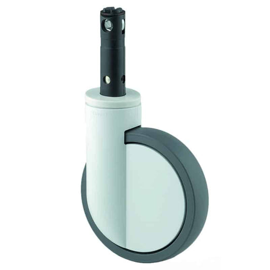 Integral Single Wheel 200mm Swivel Central Total Lock & Directional Lock (Stem With Cam Hole For Profile Bar) Polyurethane Tread Castor - 150kg Capacity