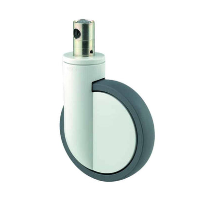 Integral Single Wheel 200mm Swivel Central Total Lock (Stem With Cam Hole For Profile Bar) Polyurethane Tread Castor - 150kg Capacity
