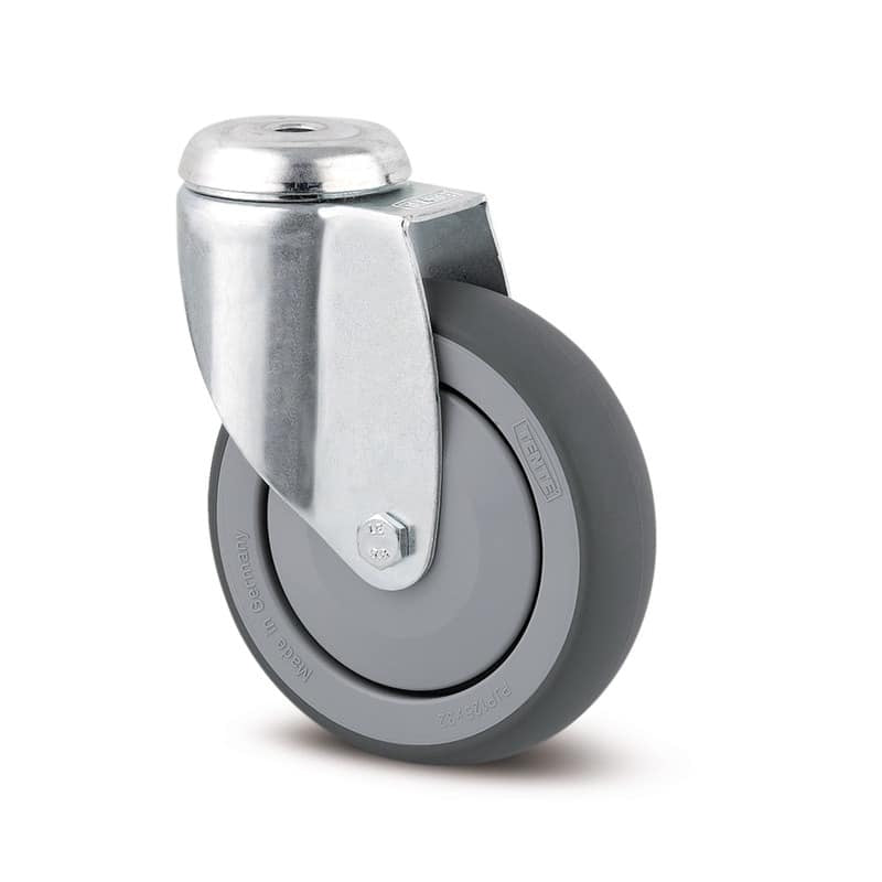 2470PJP100P3011 Agila 100mm Swivel 13mm Bolt Hole Grey Thermoplastic Rubber Castor - 100kg Capacity