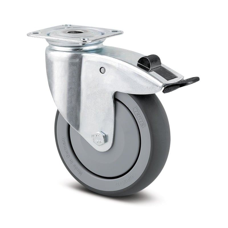 2471PJP100P50 Agila 100mm Swivel Plate Directional Lock Grey Thermoplastic Rubber Castor - 100kg Capacity