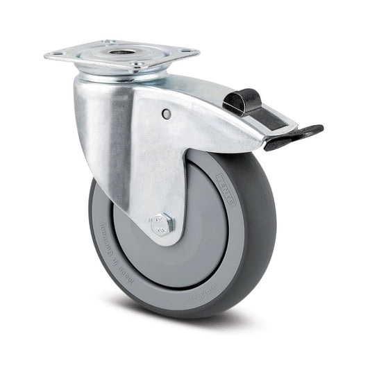 2471PJP150P50 Agila 150mm Swivel Plate Directional Lock Grey Thermoplastic Rubber Castor - 100kg Capacity
