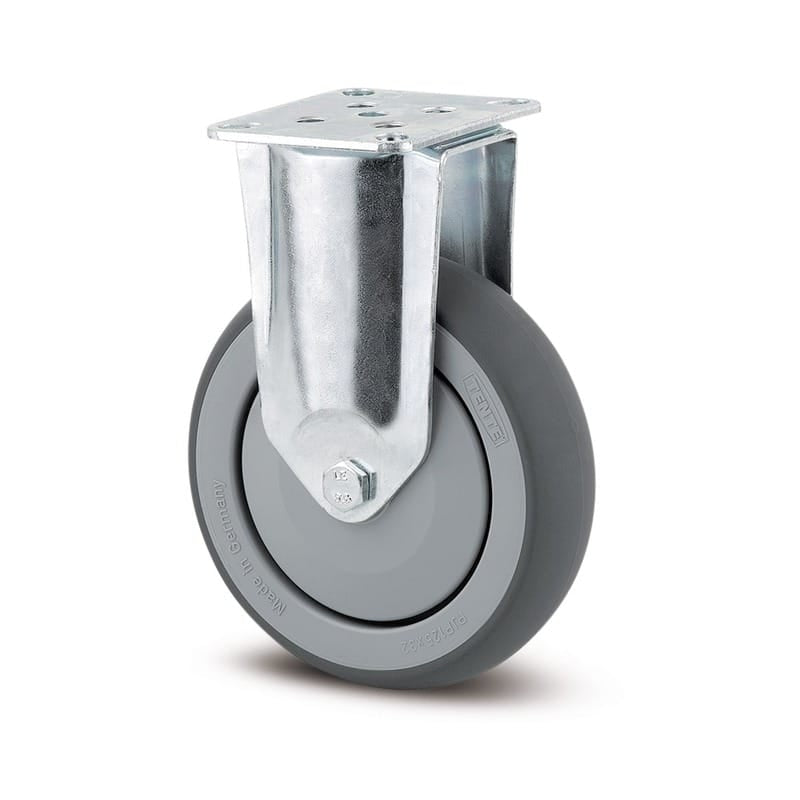 2478PJP125P50 Agila 125mm Fixed Plate Grey Thermoplastic Rubber Castor - 100kg Capacity