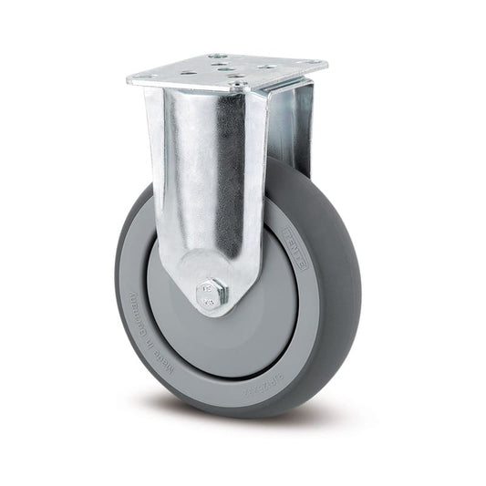 2478PJP125P50 Agila 125mm Fixed Plate Grey Thermoplastic Rubber Castor - 100kg Capacity