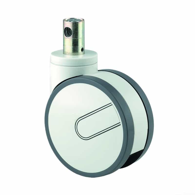 Integral Twin Wheel 125mm Swivel Central Total Lock & Directional Lock (Stem With Cam Hole For Profile Bar) Polyurethane Tread Castor - 125kg Capacity
