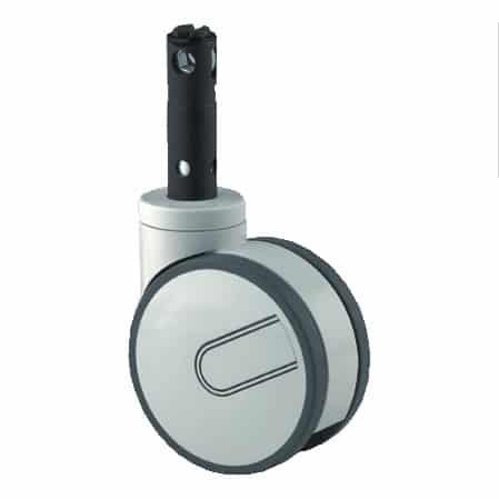 Tente Integral Twin Wheel 150mm Swivel Central Total Lock & Directional Lock (Long Stem With Cam Hole For Profile Bar) Polyurethane Tread Castor - 150kg Capacity