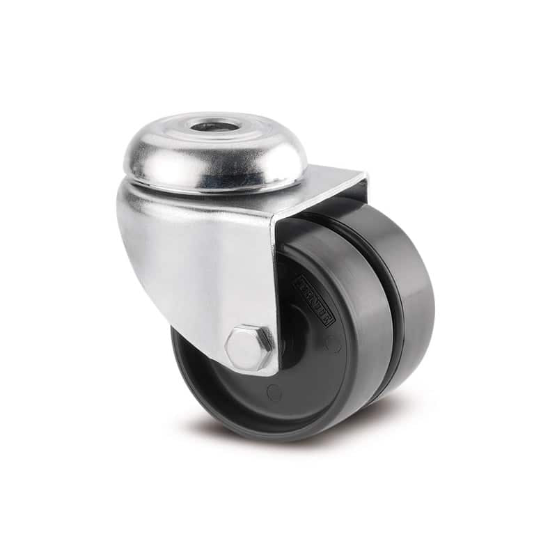 2970UOO050P3011 Agila Twin Wheel 50mm Swivel 11mm Bolt Hole Dark Grey Polyamide Castor - 70kg Capacity