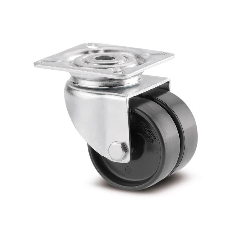 2970UOO050P40 Agila Twin Wheel 50mm Swivel Plate Dark Grey Polyamide Castor - 60kg Capacity