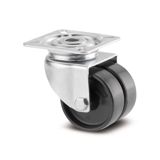 2970UOO050P40 Agila Twin Wheel 50mm Swivel Plate Dark Grey Polyamide Castor - 60kg Capacity
