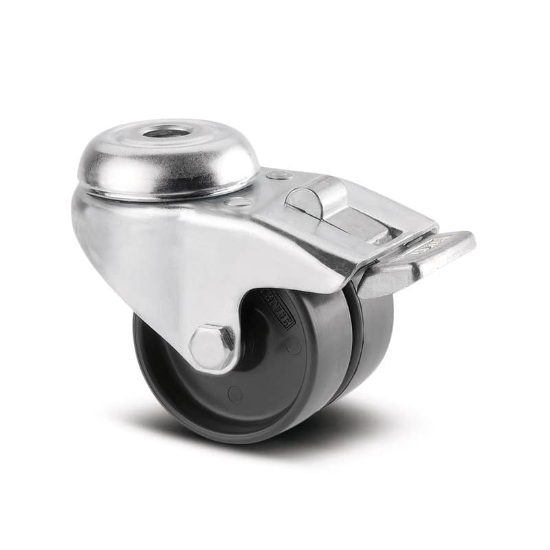 2975UOO050P3011 Agila Twin Wheel 50mm Swivel 11mm Bolt Hole Brake Dark Grey Polyamide Castor - 70kg Capacity