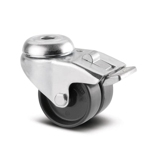 2975UOO050P3011 Agila Twin Wheel 50mm Swivel 11mm Bolt Hole Brake Dark Grey Polyamide Castor - 70kg Capacity