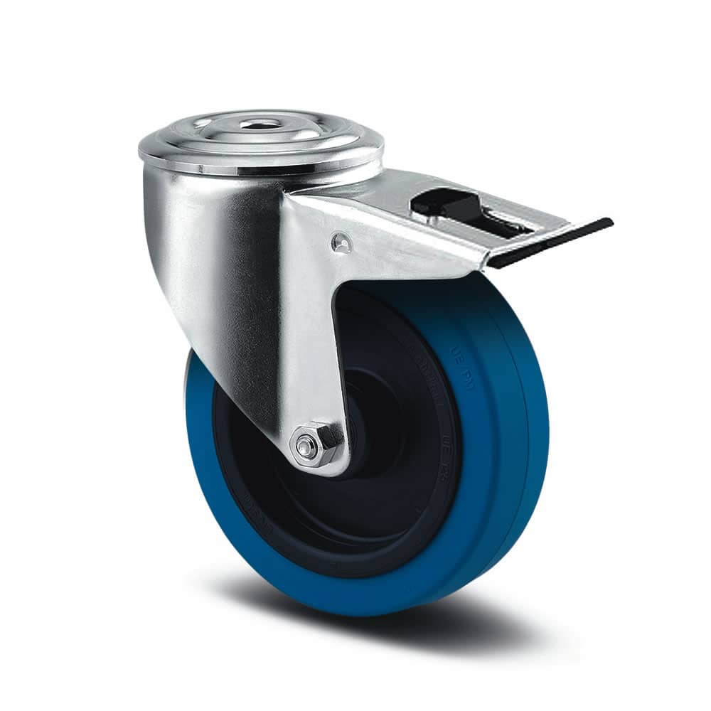 3471UFR125P30B Alpha 125mm Swivel 13mm Bolt Hole Directional Lock Elastic Rubber Castor - 160kg Capacity