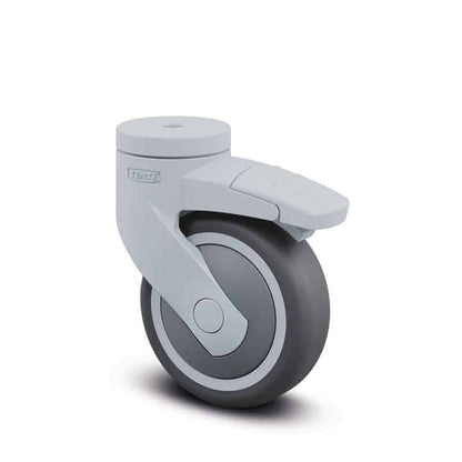 5225PJP075L51-G Levina Light 75mm Swivel Brake Blind Hole Grey Thermoplastic Rubber Castor - 75kg Capacity