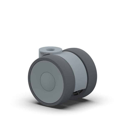 5920UAP050L51-G Linea 50mm Twin Wheel Swivel Blind Hole Grey Polyurethane Castor - 100kg Capacity