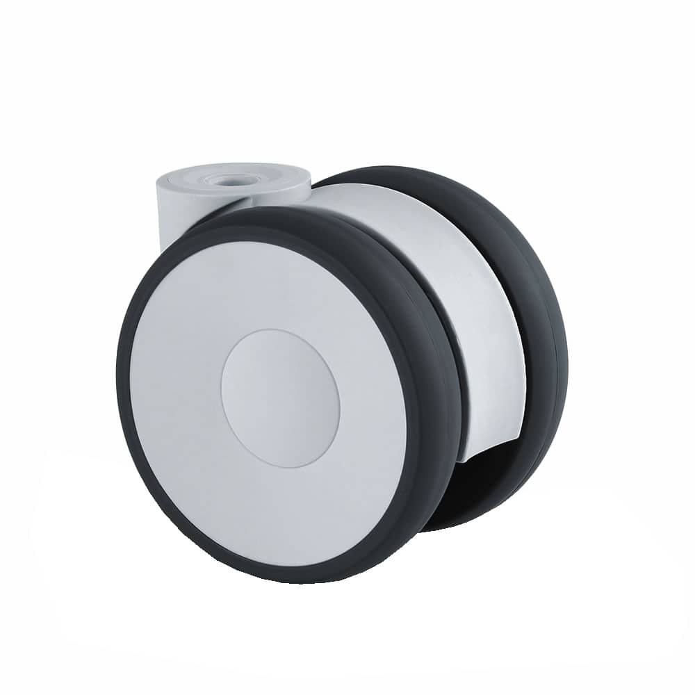 5920UAP100L51 RAL9002 Linea 100mm Twin Wheel Swivel Blind Hole White Polyurethane Castor -100kg Capacity