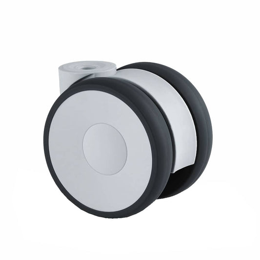 5920UAP100L51 RAL9002 Linea 100mm Twin Wheel Swivel Blind Hole White Polyurethane Castor -100kg Capacity