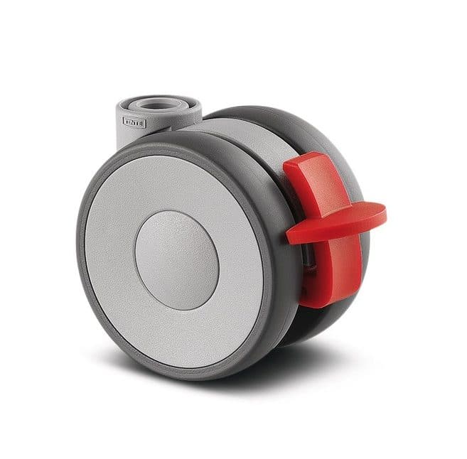 5925PJI075G-RB Linea 75mm Swivel Brake Blind Hole Grey Thermoplastic Rubber Castor - 60kg Capacity
