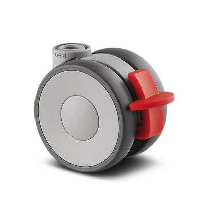 5925PJI075G-RB Linea 75mm Swivel Brake Blind Hole Grey Thermoplastic Rubber Castor - 60kg Capacity