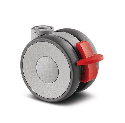 5925PJI075G-RB Linea 75mm Swivel Brake Blind Hole Grey Thermoplastic Rubber Castor - 60kg Capacity