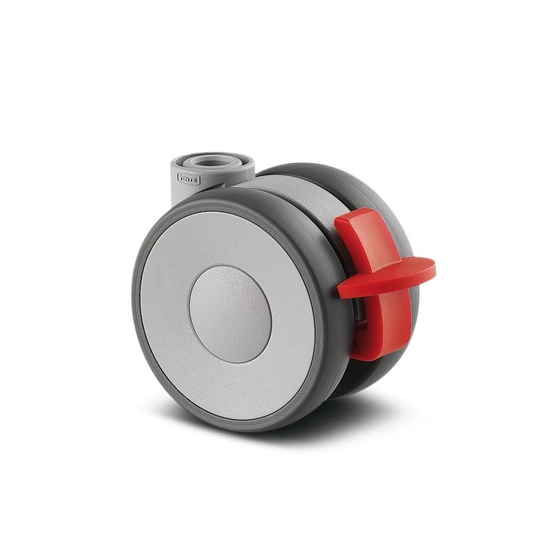 5925PJI065G-RB Linea 65mm Swivel Brake Blind Hole Grey Polyurethane Castor - 40kg Capacity
