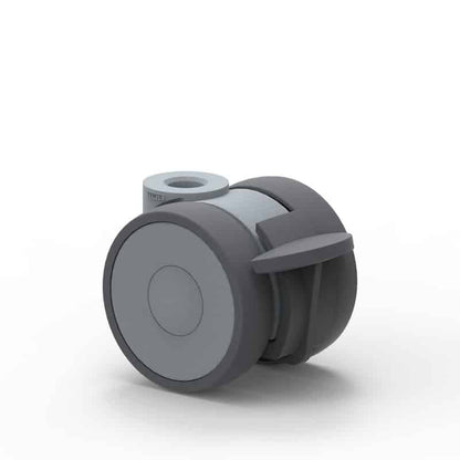5925UAI050L51-G Linea 50mm Twin Wheel Swivel Brake Blind Hole Grey Polyurethane Castor - 100kg Capacity