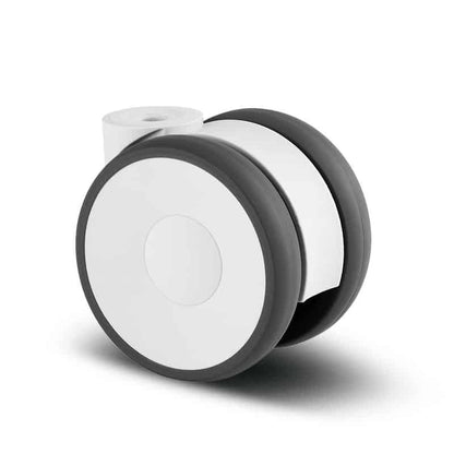 592DUAP075-WH Linea 75mm Swivel Automatic Locking System (Safety Brake) Blind Hole White Polyurethane Castor - 100kg Capacity