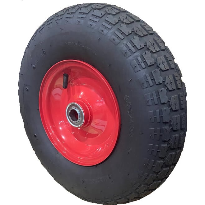 PW-400X8 Pneumatic 400x8 1" Axle Black Rubber Wheel - 220kg Capacity