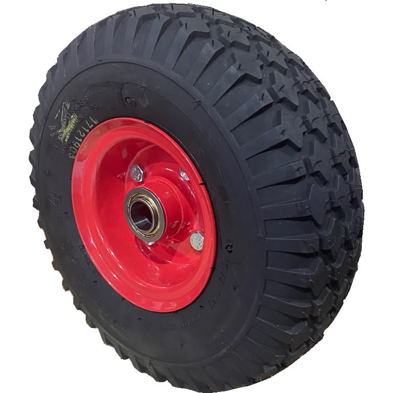 PWF-350X4 5/8 Pneumatic Puncture Proof 350x4 5/8" Axle Black Rubber Wheel - 100kg Capacity