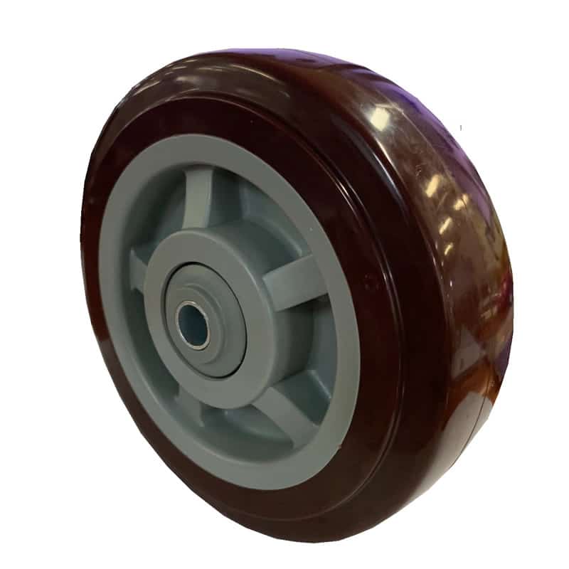 UPB00 Economy 200x50mm 12mm Axle Brown Polyurethane Wheel - 450kg Capacity