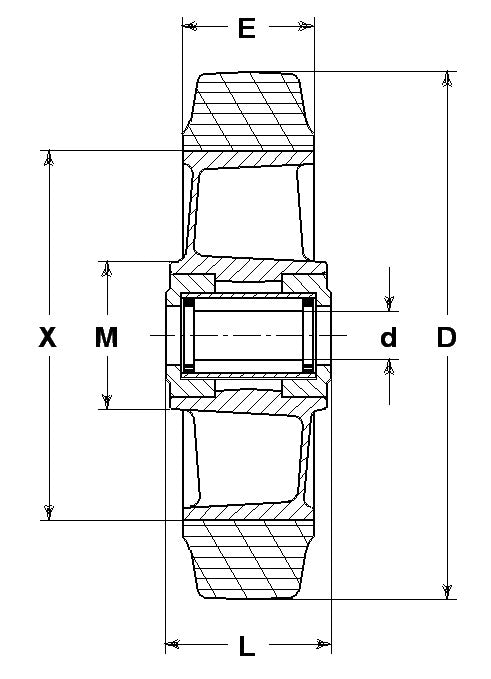 WHEEL E 230X50/60 ROLLER BEAR. 25