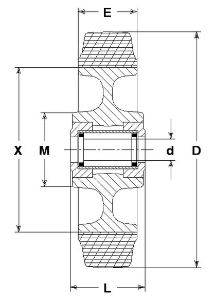 WHEEL LB 125X40/40 INOX ROLLER BEARING 15