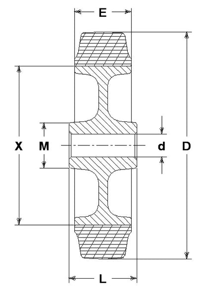 WHEEL LB 125X40/40 PLAIN BORE 15