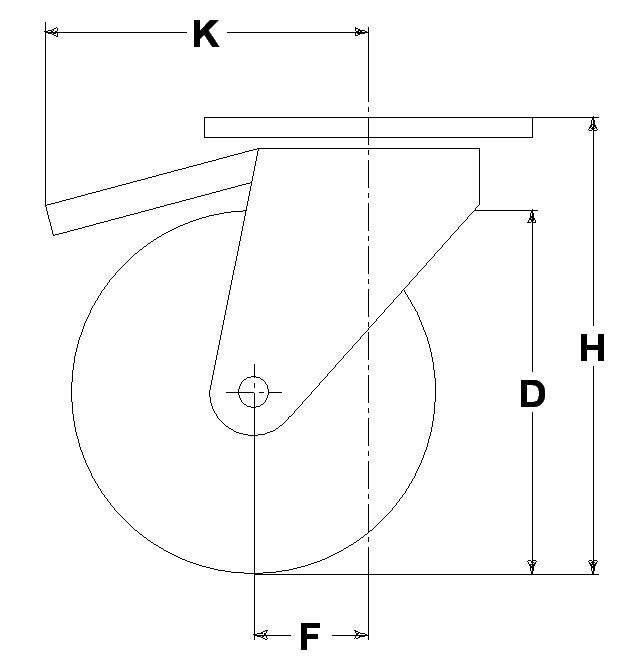 WHEEL D80X25/40 ROLL. BEAR. SWIVEL FORK + BRAKE
