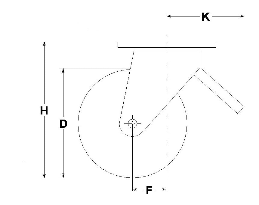 WHEEL E 200X50/60 RB SWIVEL FORK M40 + LEADING FOOT BRAKE