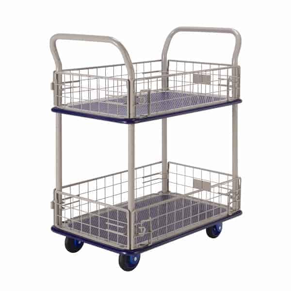 small 2 tier platform trolley with removable sides