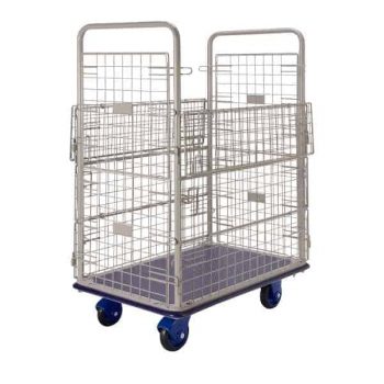 medium sized platform trolley with extra high cage