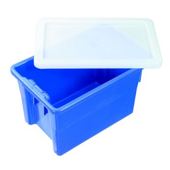 large plastic crate with lid