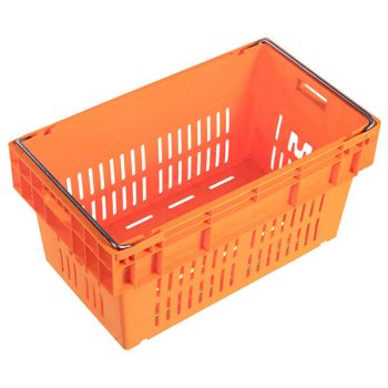 large plastic produce crate with handles